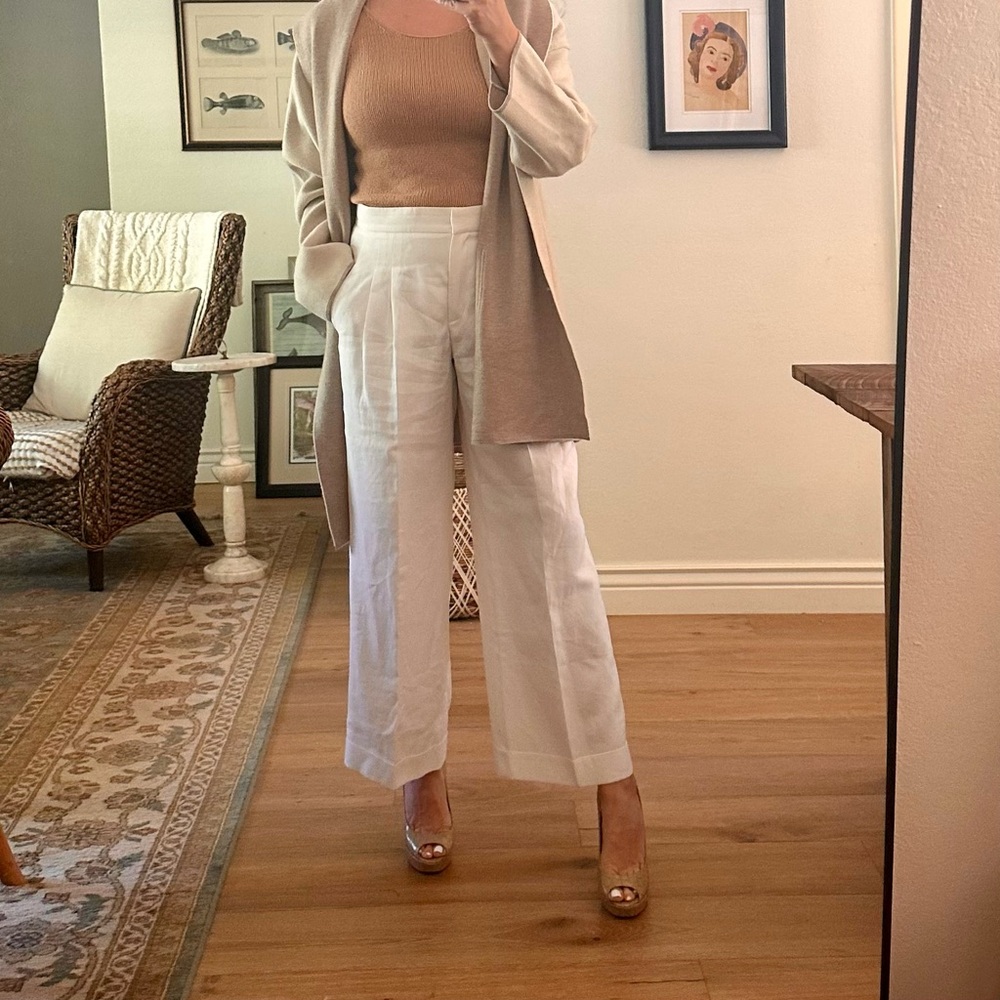 Armani Linen Blend Wide Leg Trousers